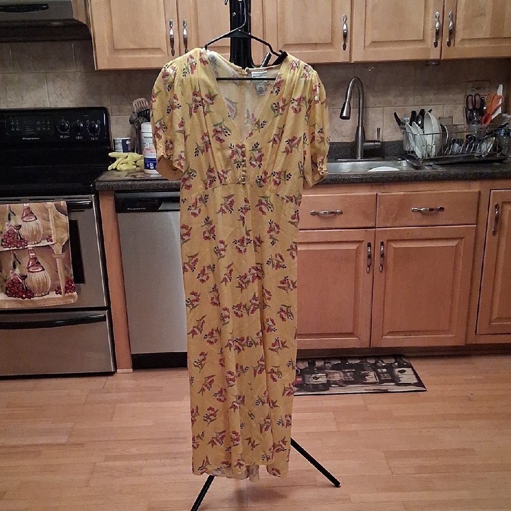 Jill Stuart Yellow Floral Midi Dress